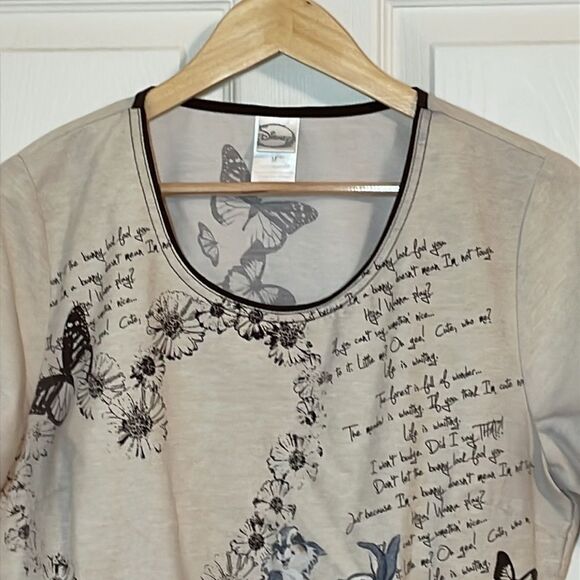 Disney Bambi Thumper Scrub To, Beige, butterflies, Medium - Picture 3 of 7